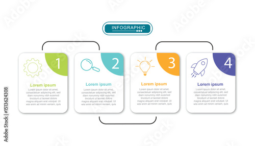 4 Steps Infographics Design Template - Graph, Pie chart, workflow layout, squire diagram, brochure, report, presentation, web design Editable Vector	