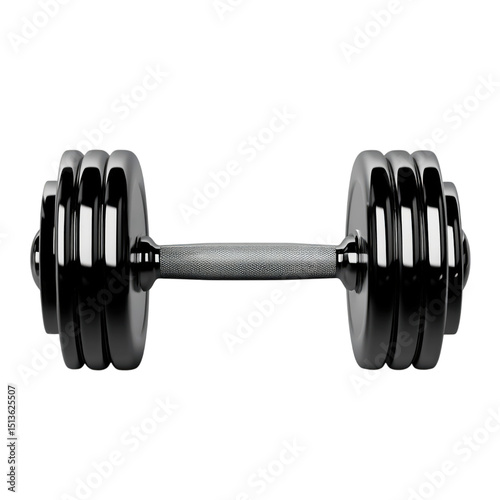 Black dumbbell isolated on transparent background