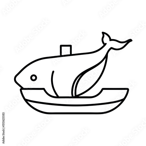 Vintage Whaling Ship Line Drawing Vector Art