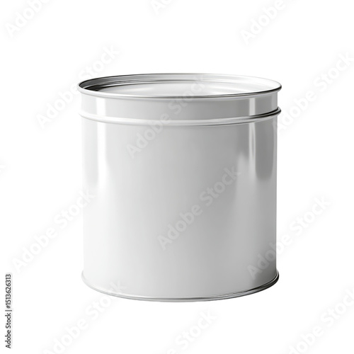 White metal paint can mockup isolated on transparent background
