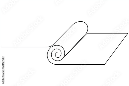 Continuous one line drawing of yoga mat fitness equipment concept vector illustration