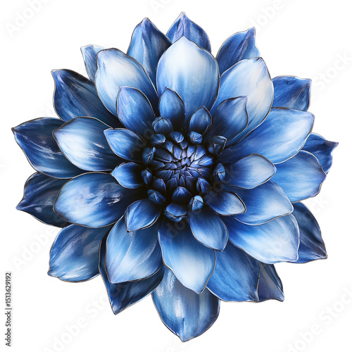 Stunning blue dahlia flower isolated on transparent background