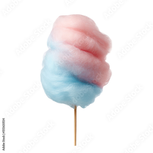 Delicious pink and blue cotton candy sweet treat on a stick fluffy sugar candy carnival fun fair food sweetness delightful tasty treat summertime snack yummy party image on transparent background