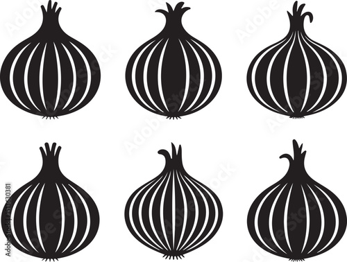 set of onion silhouette vector illustration