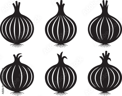 set of onion silhouette vector illustration
