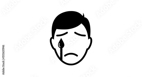 Face showing tears black and white icon

