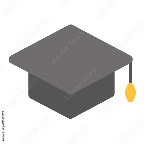 graduation cap with diploma flat icon.