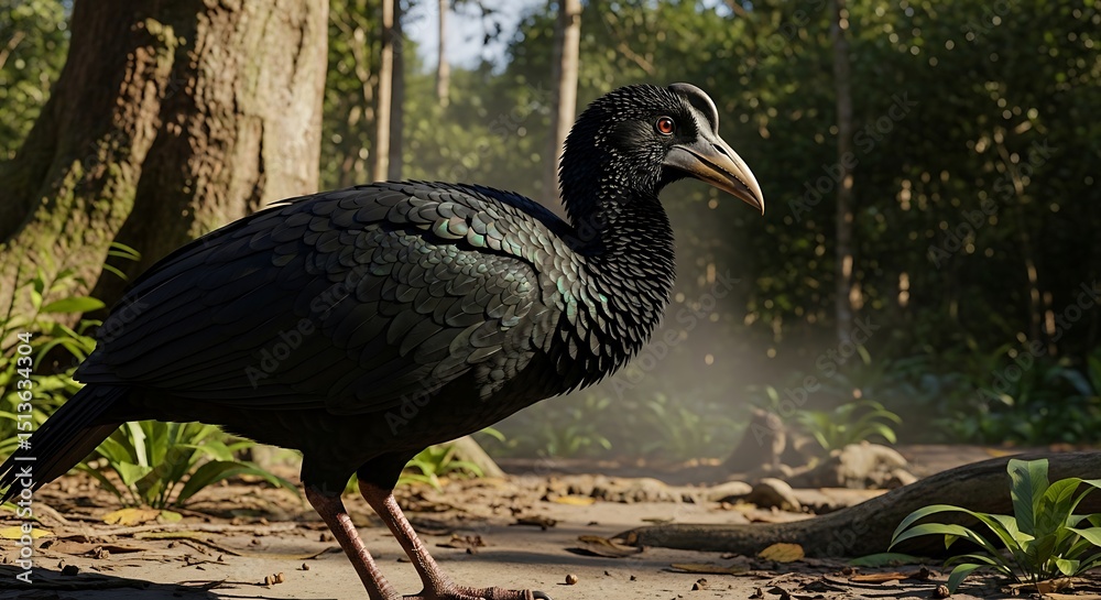 Fototapeta premium Wattled brush-turkey in its natural habitat in the forest