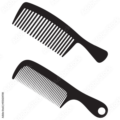 Elegant and Clean Hair Comb Vector Illustrations  Includes Fine-Tooth, Wide-Tooth, and Handle Combs in Editable Black Silhouette Format for Print, Digital,  Barbershop, and Packaging Use . Thank You .