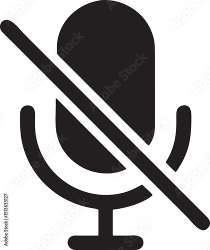 Mute Microphone Icon: A simple yet effective graphic depicting a microphone symbol crossed out, signifying the muting of audio.