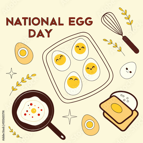 National Egg Day Vector Illustration | Fun Breakfast Food Design