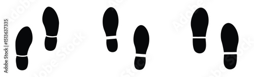 Person barefoot and footprint Symbols leg step silhouette human feet icon people shoe print Different black graphic sign legs and shoes sole Vector illustration.