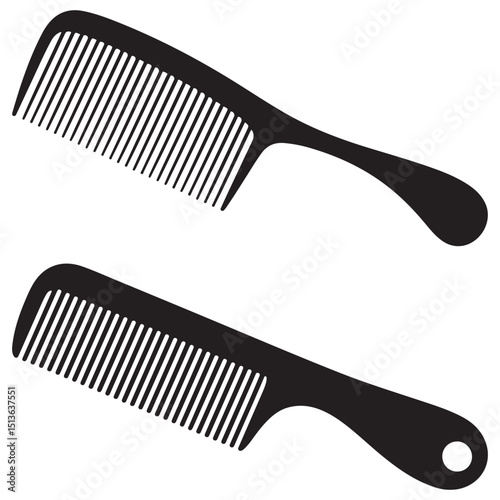 Elegant and Clean Hair Comb Vector Illustrations  Includes Fine-Tooth, Wide-Tooth, and Handle Combs in Editable Black Silhouette Format for Print, Digital,  Barbershop, and Packaging Use . Thank You .