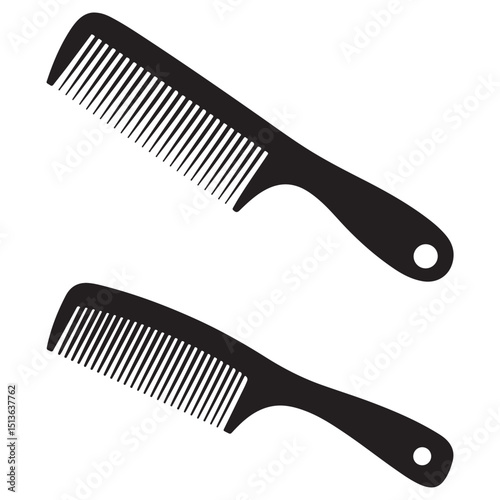 Elegant and Clean Hair Comb Vector Illustrations  Includes Fine-Tooth, Wide-Tooth, and Handle Combs in Editable Black Silhouette Format for Print, Digital,  Barbershop, and Packaging Use . Thank You .