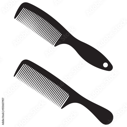 Elegant and Clean Hair Comb Vector Illustrations  Includes Fine-Tooth, Wide-Tooth, and Handle Combs in Editable Black Silhouette Format for Print, Digital,  Barbershop, and Packaging Use . Thank You .