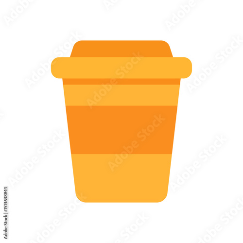 Colorful disposable cup vector illustration with vibrant layered orange tones and rounded lid silhouette