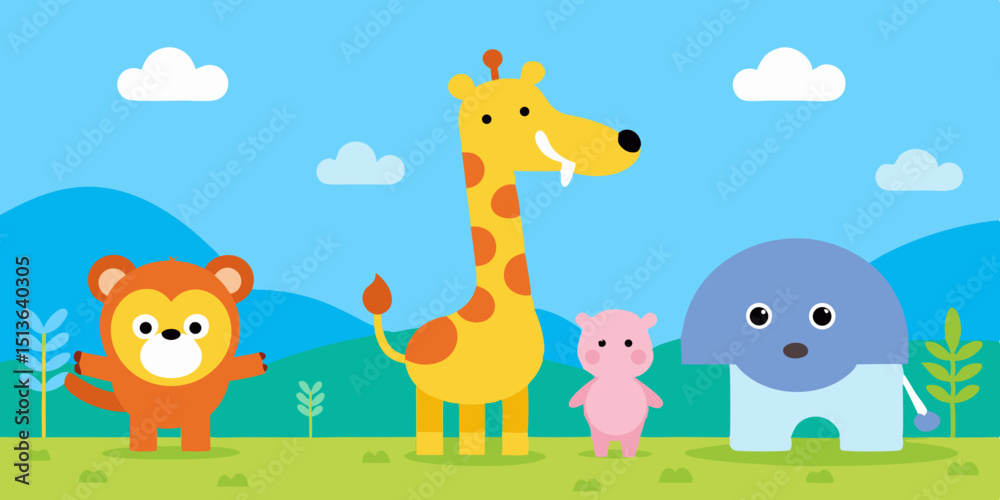Naklejka premium giraffe and animals