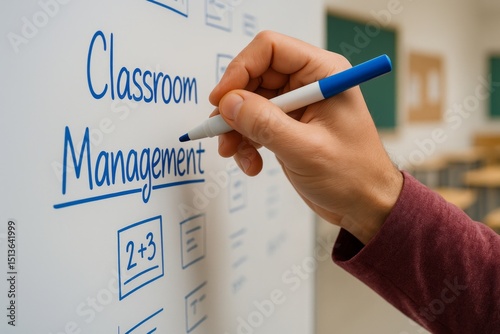Effective Classroom Management Strategies Whiteboard Planning Session Teacher Education Modern Teaching Methods Educational Resources School Supplies Learning Process Academic Success Student         