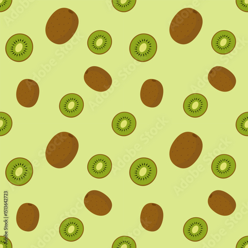 seamless Kiwi Fruits Scattered on a Light Green Surface