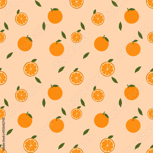 seamless Orange Fruit Arrangement Illustration