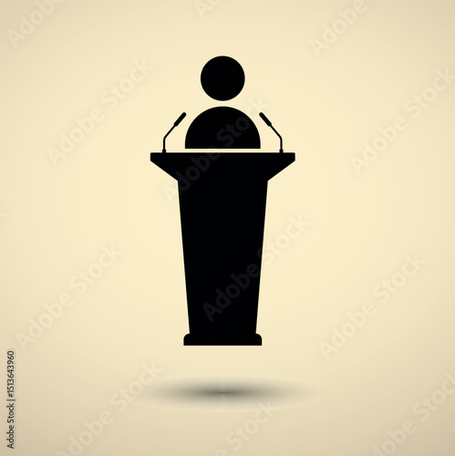 Public Speech Icon – Flat Style Podium and Tribune Vector for Conference or Debate Concept