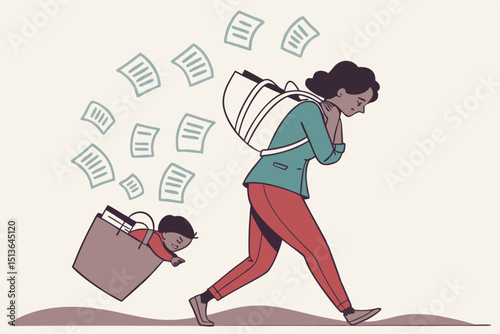 Overwhelmed Achieving Emotional Wellness Amidst Life's Burdens - A Visual Depiction of Modern Stress