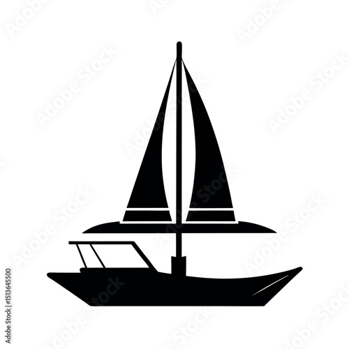 Classic Trimaran Black Vector Silhouette Icon