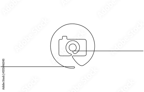 Hand drawn digital camera icon, one-line art drawing Camera, Camera one continuous line drawing of design. vector illustrator Continuous One Line Drawing Photography Icons Concept.