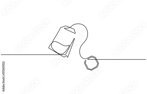 one continuous line drawing of tea bag.one line drawing of tea bag icon. single line vector illustration. isolated white background, Tea bag continuous one line drawing.