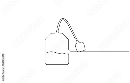one continuous line drawing of tea bag.one line drawing of tea bag icon. single line vector illustration. isolated white background, Tea bag continuous one line drawing.