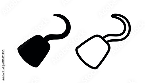 Pirate hook icon. Hook prosthesis instead of a hand. Attribute of a pirate, ship captain or robber.