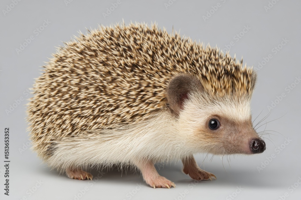Cute Hedgehog Walking on Gray Background, Representing Pet Ownership and Animal Welfare Awareness Campaigns : Generative AI Cute Hedgehog Walking on Gray Background, Representing Pet Ownership and Animal Welfare Awareness Campaigns : Generative AI