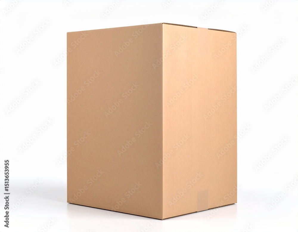Blank brown tall cardboard box isolated on white background Blank brown tall cardboard box isolated on white background
