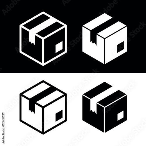 Cardboard box icon. Symbol of delivery or product packaging. Designation of a parcel or purchase.