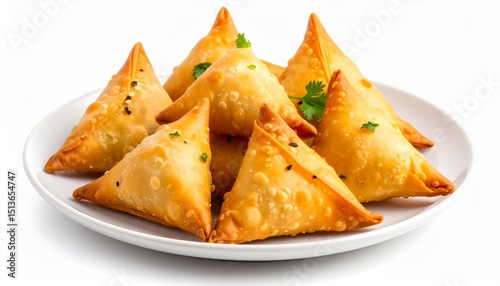 Wallpaper Mural Potato samosa in plate isolated on white background Torontodigital.ca