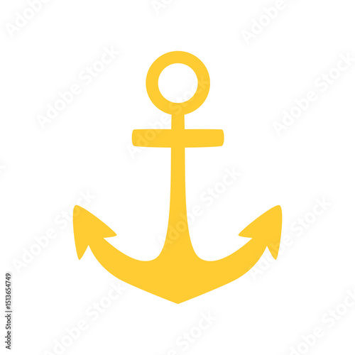 Yellow anchor icon – solid vector silhouette with ring and twin flukes, marine themed