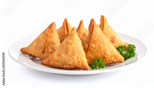 Wallpaper Mural Potato samosa in plate isolated on white background Torontodigital.ca