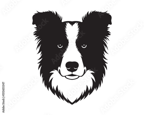 Border Collie Cartoon Dog Silhouette Vector Illustration
