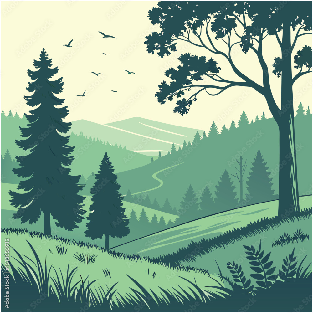 Fototapeta premium forest illustration