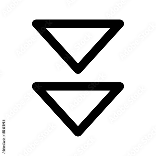 Down arrow icon. Ideal for downward navigation or wayfinding signs.
