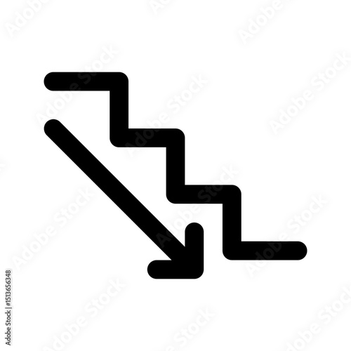 Down right stair icon. Great for navigation or wayfinding signs.