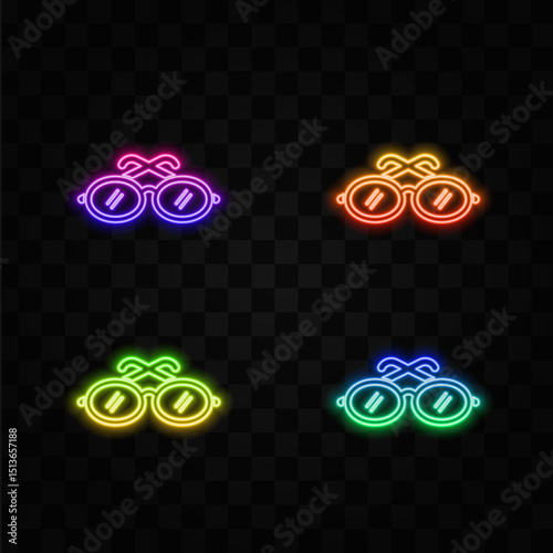 Grandparents eye glasses icon. neon style.