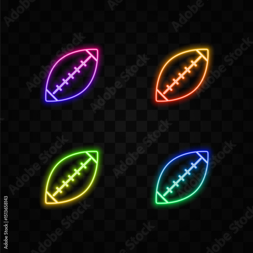 Two color rugby ball vector icon from free time symbol concept. neon style. blue rugby ball can be used for web, laptop and logo