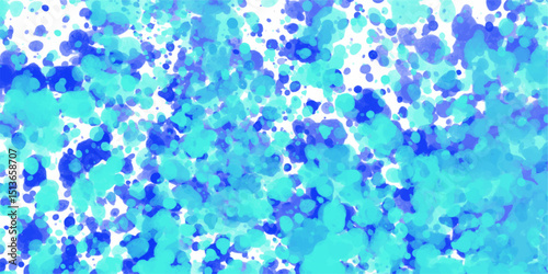 Abstract watercolor splatter pattern in shades of blue and teal against a white background