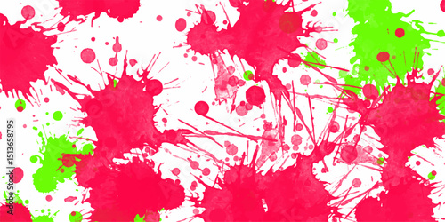 Abstract watercolor background illustration featuring vibrant red and green paint splatters creating an artistic and expressive design on a white backdrop.