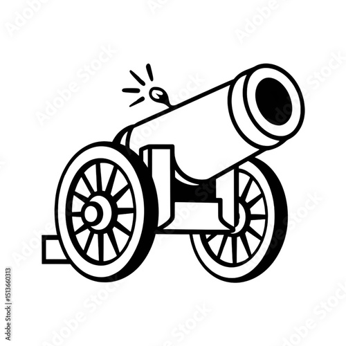 Vintage Cannon Clipart Illustration – Black and White Art for History and War Designs