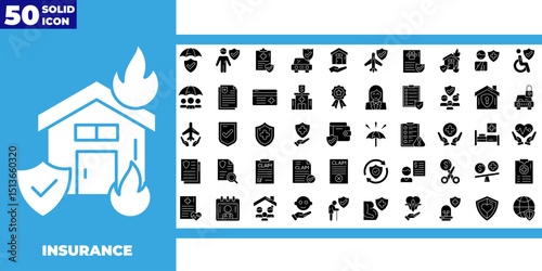 insurance glyph icons collection