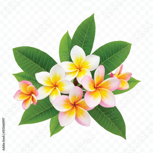 frangipani flower on white background