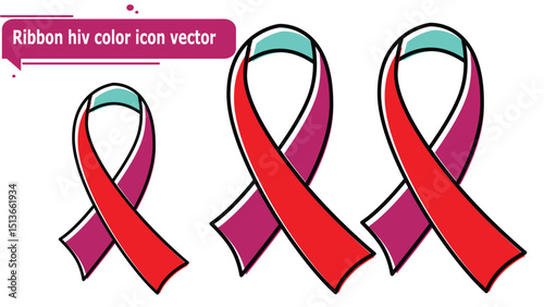 Ribbon hiv color icon vector
