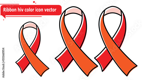 Ribbon hiv color icon vector